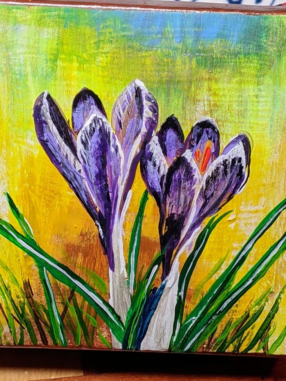 Spring Crocus Gift Box-Hand Painted- Miniature Art